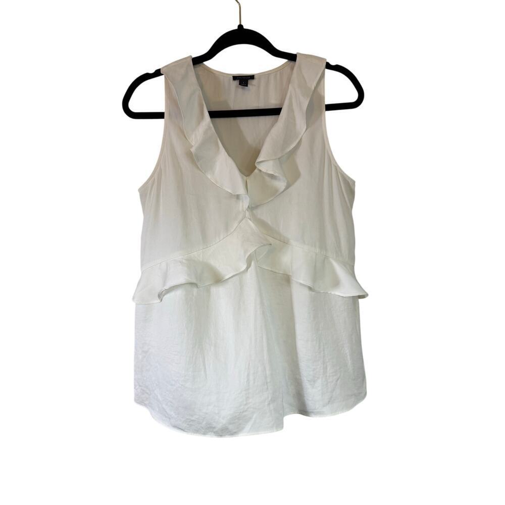 Ann Taylor S satin ruffle sleeveless blouse